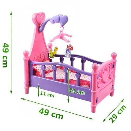 Iso Trade Poppenbedje met Draaimolen - Inclusief Beddengoed - 49 cm