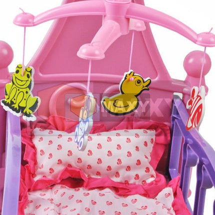 Iso Trade Poppenbedje met Draaimolen - Inclusief Beddengoed - 49 cm