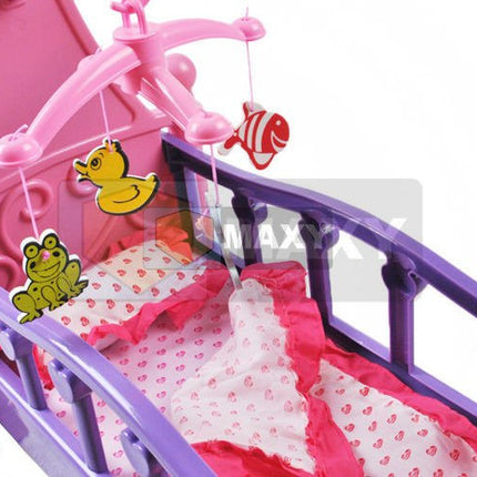 Iso Trade Poppenbedje met Draaimolen - Inclusief Beddengoed - 49 cm