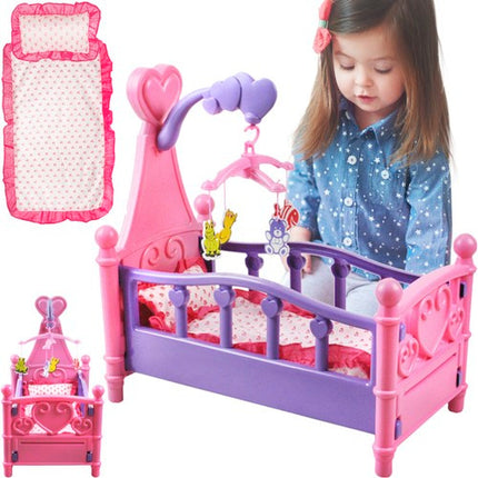 Iso Trade Poppenbedje met Draaimolen - Inclusief Beddengoed - 49 cm