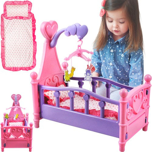 Iso Trade Poppenbedje met Draaimolen - Inclusief Beddengoed - 49 cm