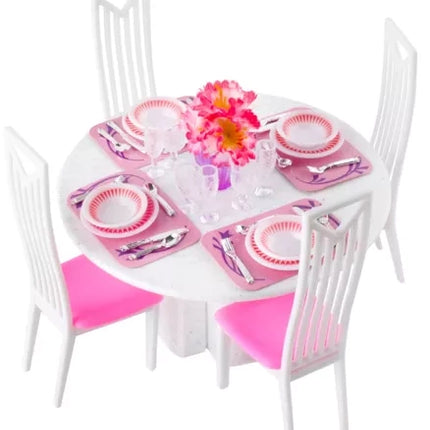 Iso Trade Poppenmeubels Set - 43-Delig - Eettafel met Stoelen
