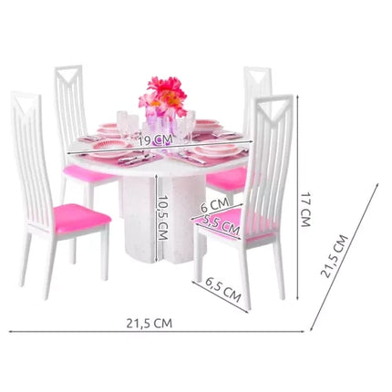 Iso Trade Poppenmeubels Set - 43-Delig - Eettafel met Stoelen