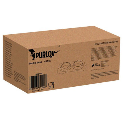 Purlov Dubbele Voerbak - 2 x 450 ml - RVS met Siliconen Antisliphouder