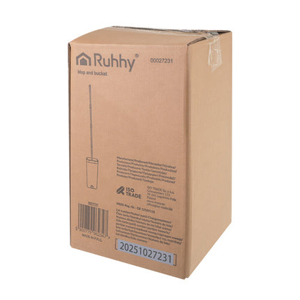 Ruhhy Dubbelkamer Dweilset - 8,5L - Met Wringer & 3 Mopdoeken
