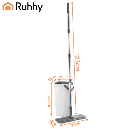 Ruhhy Dubbelkamer Dweilset - 8,5L - Met Wringer & 3 Mopdoeken