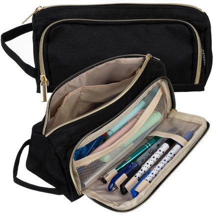 Maaleo Dubbel Etui - Uitbreidbaar - 2 Vakken - Zwart