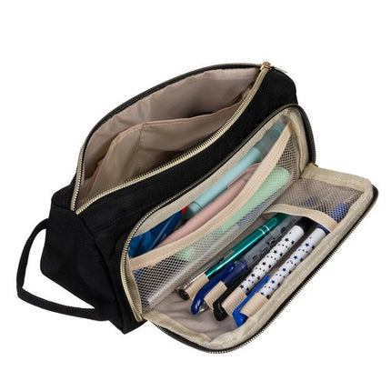 Maaleo Dubbel Etui - Uitbreidbaar - 2 Vakken - Zwart