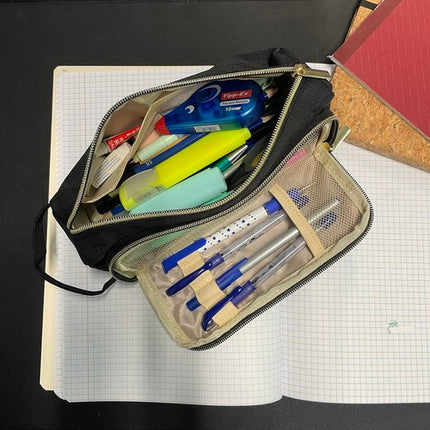 Maaleo Dubbel Etui - Uitbreidbaar - 2 Vakken - Zwart