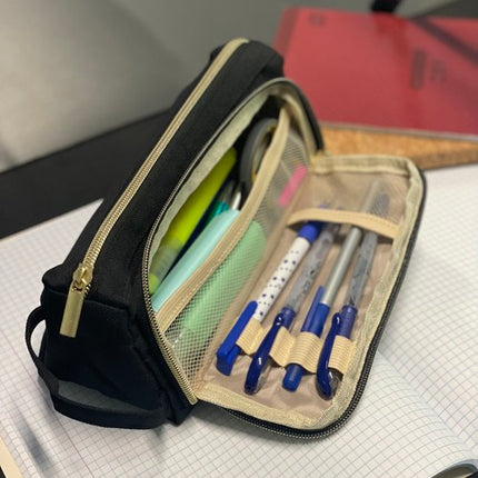Maaleo Dubbel Etui - Uitbreidbaar - 2 Vakken - Zwart