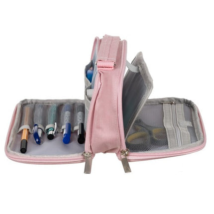 Maaleo Dubbelvaks Etui - 23 cm - Roze - Ruime School etui