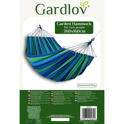 Gardlov Dubbele Tuinhangmat - 260 x 160 cm - Blauw/Groen - Inclusief Kussens