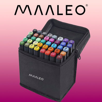 Maaleo Alcoholmarkers - 40-delig - Dubbelzijdig - Met Etui en Organizer