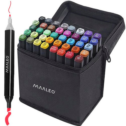 Maaleo Alcoholmarkers - 40-delig - Dubbelzijdig - Met Etui en Organizer