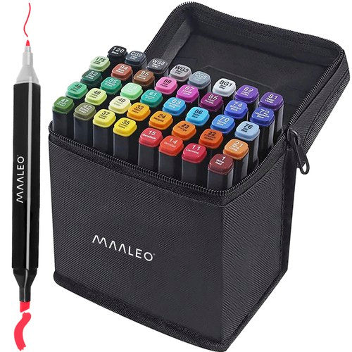 Maaleo Alcoholmarkers - 40-delig - Dubbelzijdig - Met Etui en Organizer