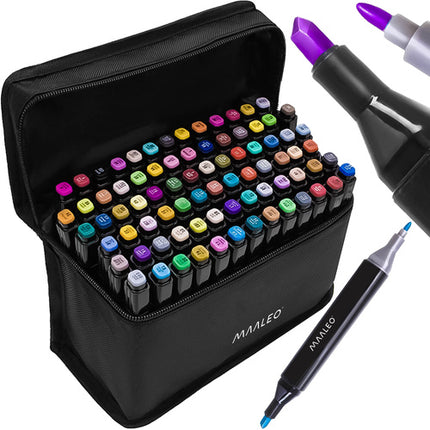 Maaleo Alcoholmarkers - 80-delig - Dubbelzijdig - Met Etui en Organizer