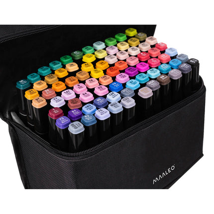Maaleo Alcoholmarkers - 80-delig - Dubbelzijdig - Met Etui en Organizer