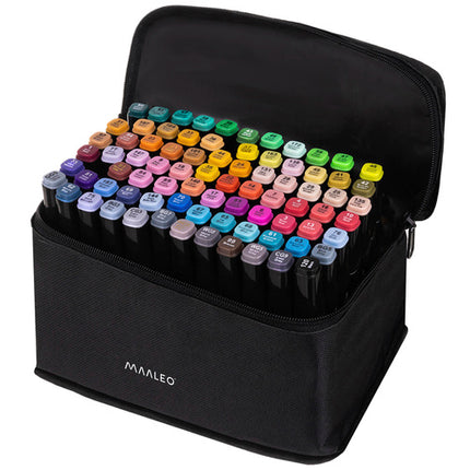 Maaleo Alcoholmarkers - 80-delig - Dubbelzijdig - Met Etui en Organizer