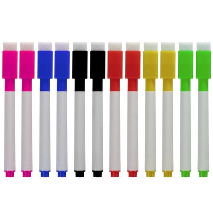 Maaleo Whiteboardmarkers - Set van 12 - 6 Kleuren - Met Wis-magneet