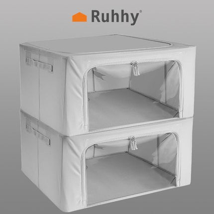 Ruhhy Opbergboxen voor Beddengoed - Set van 2 - 24 Liter - Grijs