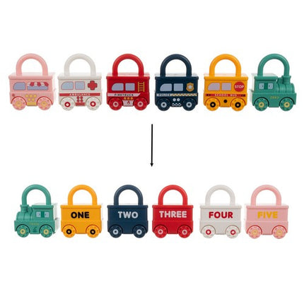 Kruzzel Educatieve Auto's met Slot - 6-delige Puzzelset