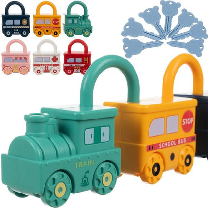 Kruzzel Educatieve Auto's met Slot - 6-delige Puzzelset