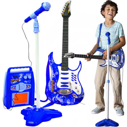 Iso Trade Elektrische Kindergitaar Set - Met Versterker en Microfoon - Blauw