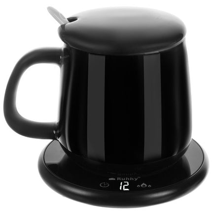 Ruhhy 22125 Elektrische Mokkenwarmer Set met Keramische Mok - Zwart