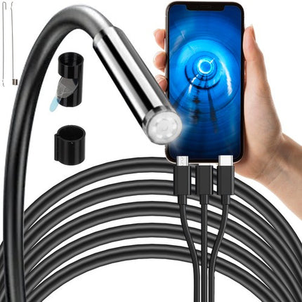 Bigstrene Endoscoop Inspectiecamera - 2 Meter - Full HD - 3 Opzetstukken