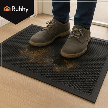 Ruhhy Deurmat - 90 x 60 cm - Antislip - 3D Structuur - Zwart