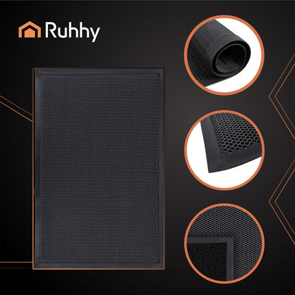 Ruhhy Deurmat - 90 x 60 cm - Antislip - 3D Structuur - Zwart