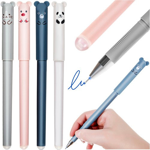 Maaleo Wisbare Pennen - Dieren Design - 4 Stuks - Blauwe Inkt