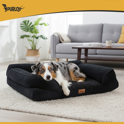 Purlov Ergonomisch Huisdierbed - Maat M - 80 x 65 x 19 cm - Zwart