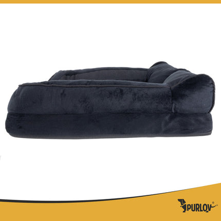 Purlov Ergonomisch Huisdierbed - Maat M - 80 x 65 x 19 cm - Zwart
