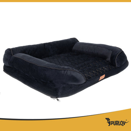 Purlov Ergonomisch Huisdierbed - Maat M - 80 x 65 x 19 cm - Zwart