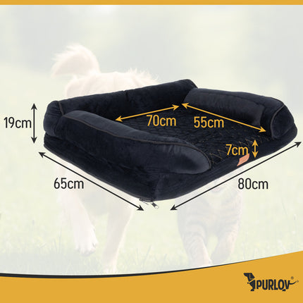 Purlov Ergonomisch Huisdierbed - Maat M - 80 x 65 x 19 cm - Zwart