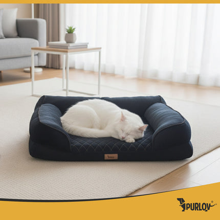 Purlov Ergonomisch Huisdierbed - Maat S - 65 x 55 x 18 cm - Zwart