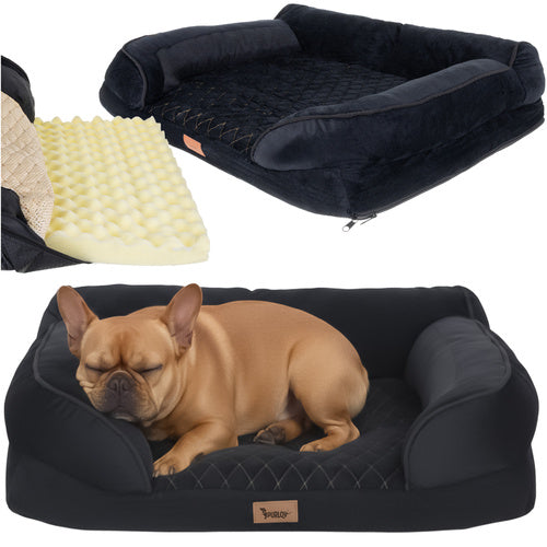 Purlov Ergonomisch Huisdierbed - Maat S - 65 x 55 x 18 cm - Zwart
