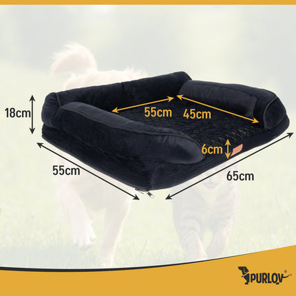 Purlov Ergonomisch Huisdierbed - Maat S - 65 x 55 x 18 cm - Zwart