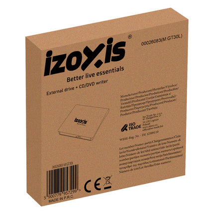 Izoxis 26083 Externe CD/DVD Speler & Brander - USB 3.0 - Portable