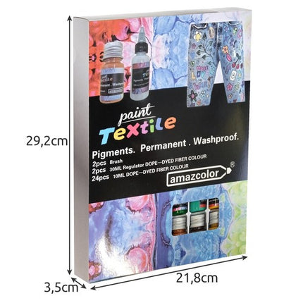 Maaleo Textielverfset - 24 Kleuren - Incl. Penselen en Regulatoren
