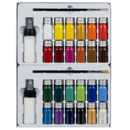 Maaleo Textielverfset - 24 Kleuren - Incl. Penselen en Regulatoren