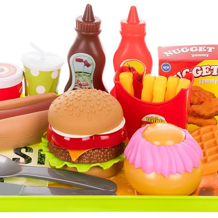 Iso Trade Fast Food Speelset - 26-Delig - Met Serveerdienblad