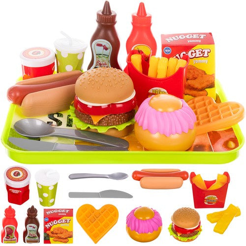 Iso Trade Fast Food Speelset - 26-Delig - Met Serveerdienblad