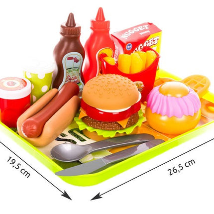Iso Trade Fast Food Speelset - 26-Delig - Met Serveerdienblad
