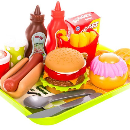 Iso Trade Fast Food Speelset - 26-Delig - Met Serveerdienblad