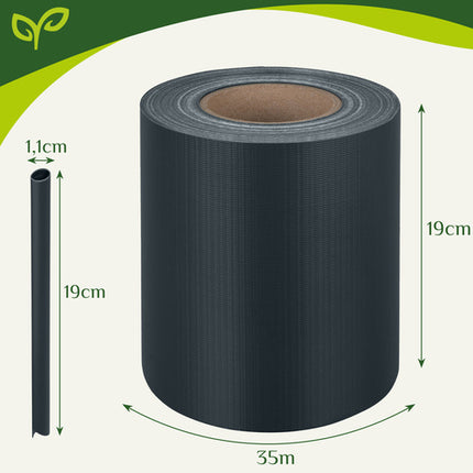 Gardlov Tuinafscheiding Tape - 19 cm x 35 m - 630 g/m² - Antraciet