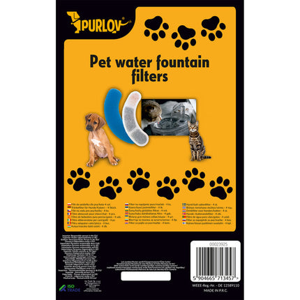 Purlov Waterfilter voor Drinkfonteinen - 4-delige Set - Voor Honden & Katten