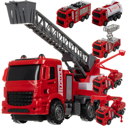 Iso Trade Brandweerwagen Set - 6-Delig - 6 in 1 Reddingsvoertuigen