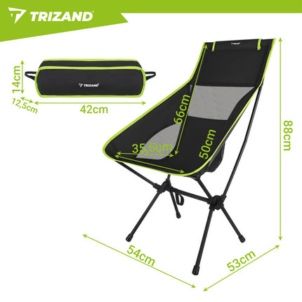 Trizand Visstoel - Opvouwbaar - 41 x 52 x 86 cm - Inclusief Hoes - Zwart